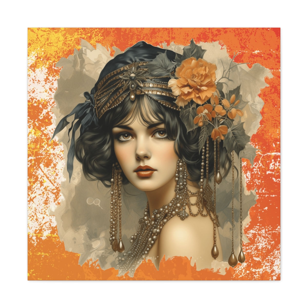 Vintage Art Deco Women Canvas Art French Flapper Fashion Print BOHO Wall Decor 