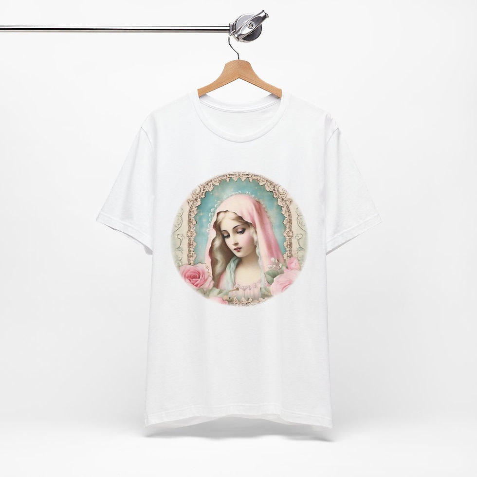 Thumbnail: Virgin Mary T-Shirt Shabby French Madonna Ave Maria Art Tee Catholic Faith Gifts