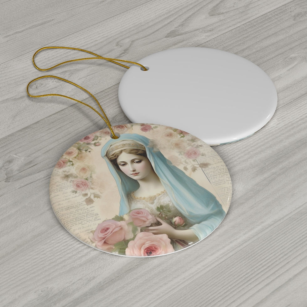 Thumbnail: Shabby Virgin Mary Ornament Angel Wings Cottage Christmas Decor Catholic Gifts