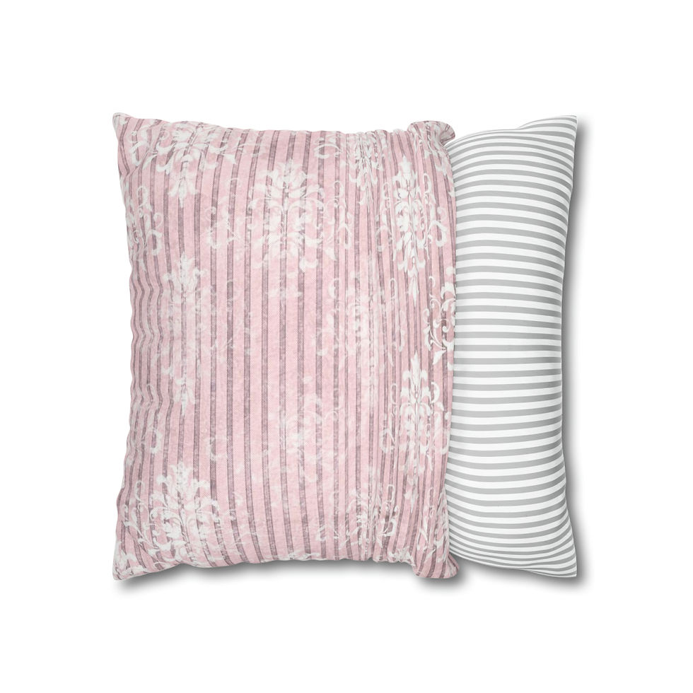 Thumbnail: Pink Throw Pillow Cover Vintage Style Distressed Damask Artistic Decor