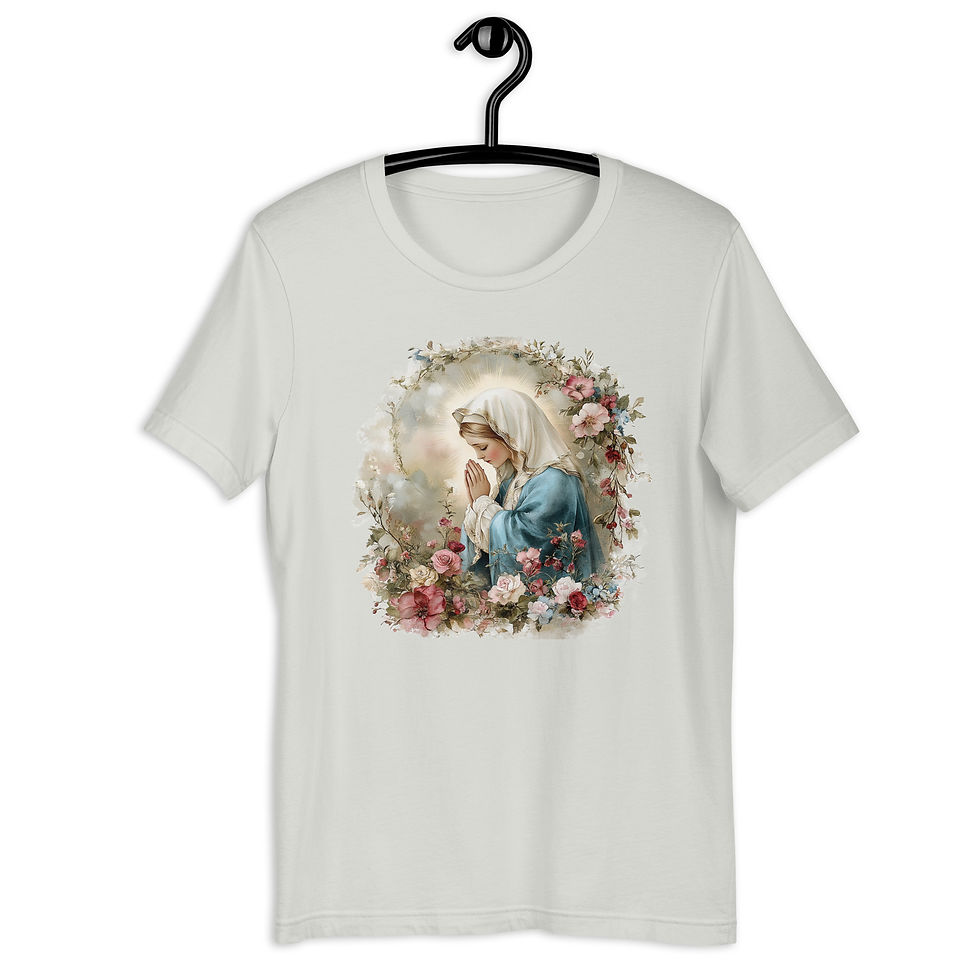 Thumbnail: Artistic Virgin Mary T-Shirt Wearable Art Shabby Catholic Faith, Mother Mary Tee