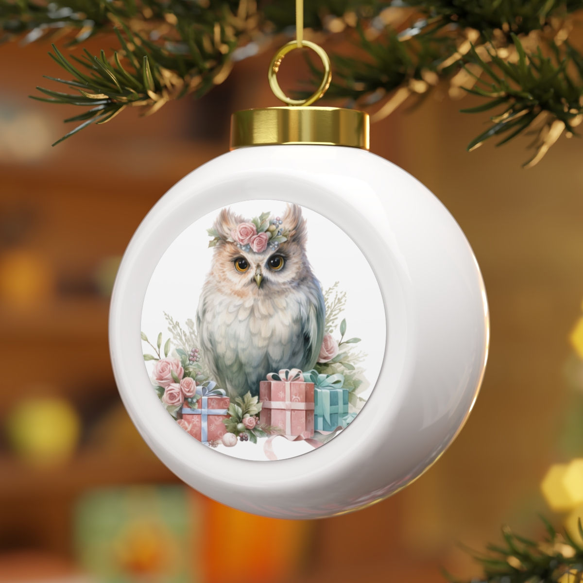 Shabby Chic Owl Christmas Ornament Pastel & Pink Christmas Decor & Owl Gifts