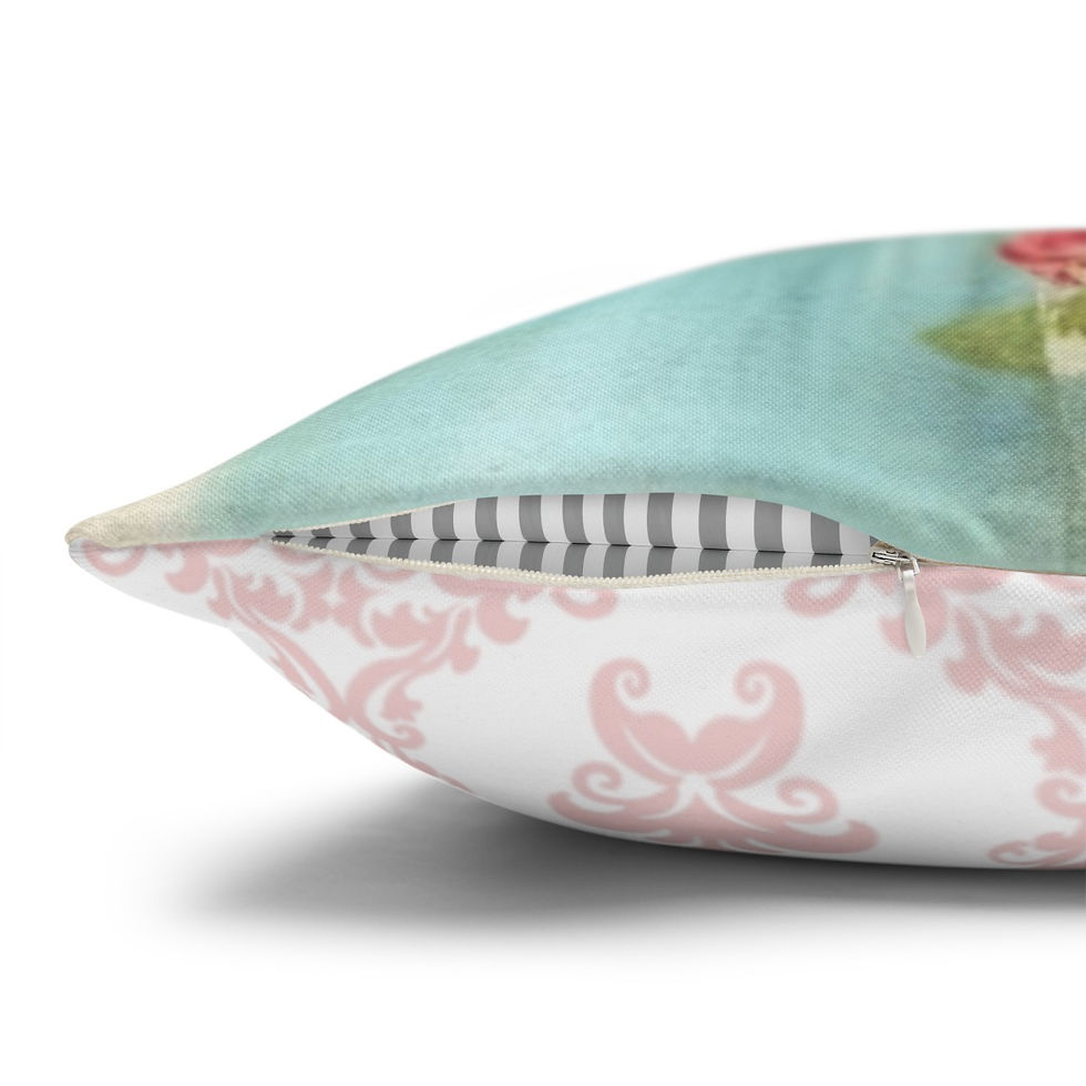 Thumbnail: Shabby Chic Virgin Mary Throw Pillow cover Pink Roses Pastel Art Faith Decor