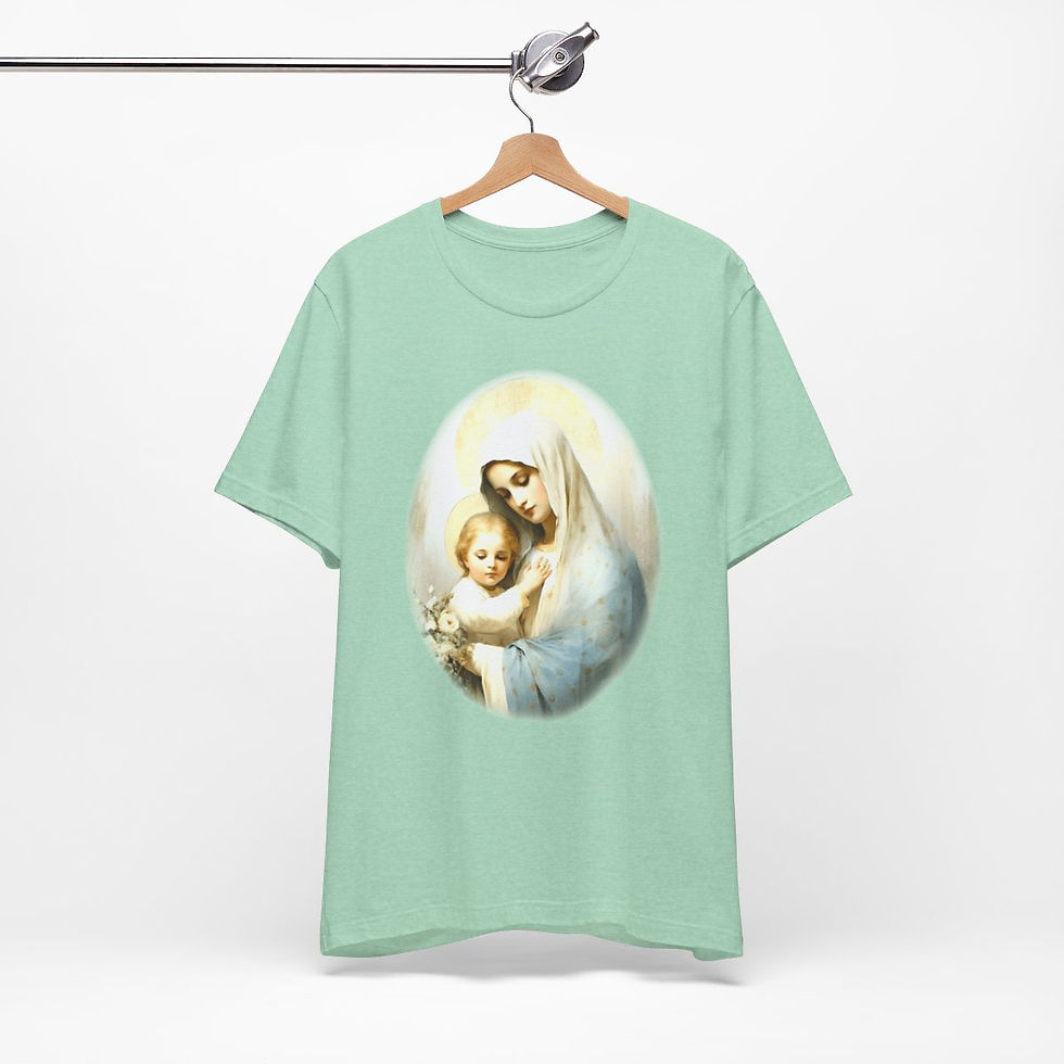 Thumbnail: Virgin Mary T-Shirt Madonna and Child Religious Faith Art Tee Catholic Gifts