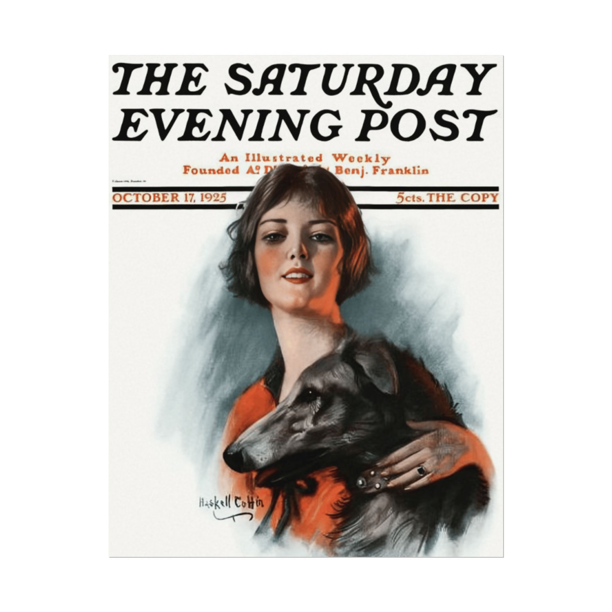 Vintage Art Giclee Print Deco Women & Dog Haskell Coffin 1925 Magazine Cover 