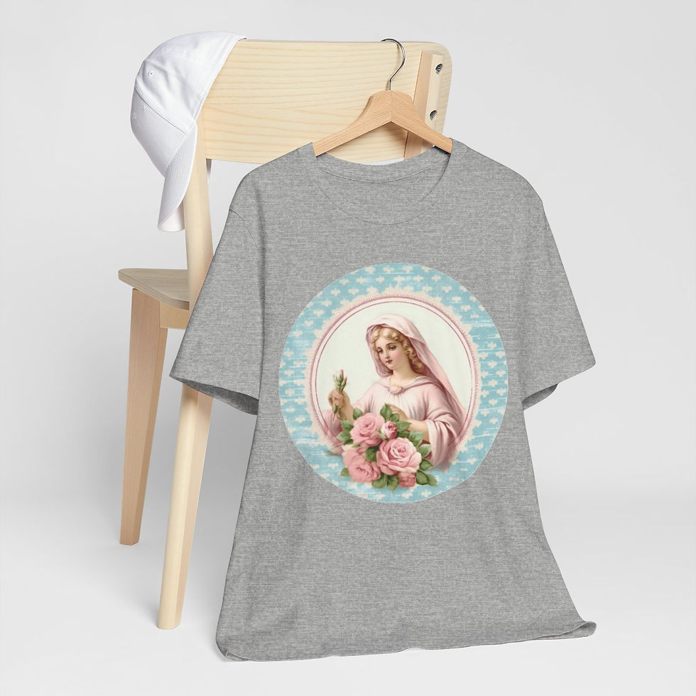 Thumbnail: Shabby Virgin Mary T-Shirt Religious Faith Pastel Art Tee Vintage Catholic Gifts