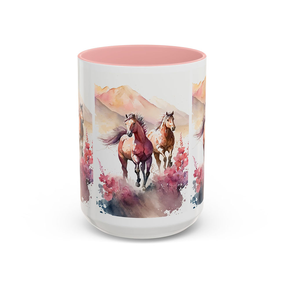 Thumbnail: Artistic Wild Horses Coffee Mug Farmhouse Art Kitchen Decor