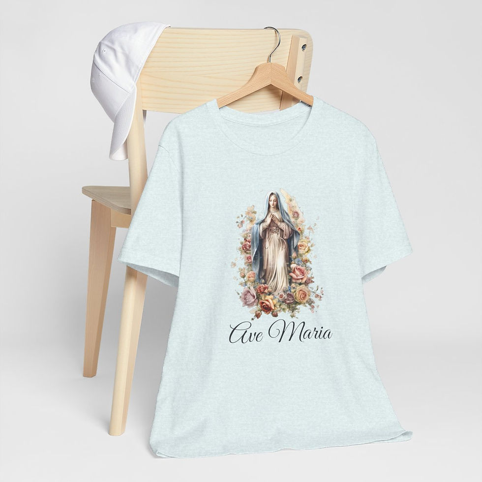 Thumbnail: Ave Maria T-Shirt Virgin Mary in Prayer Unisex art Tee Catholic Faith Gifts