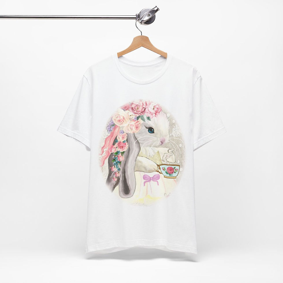 Thumbnail: Shabby T-Shirt Bunny having Tea Pink Roses Chic Art Tee Artistic Apparel & Gifts