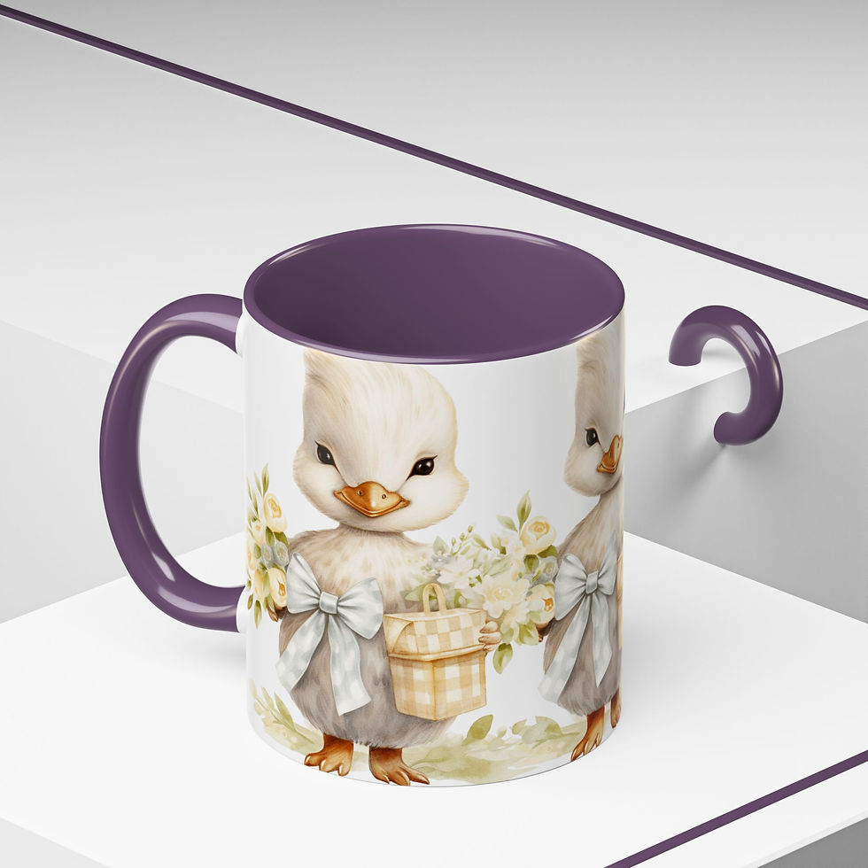 Thumbnail: Artistic Coffee Mug Duck Yellow Roses Gift Shabby French Farmhouse Kitchen Decor