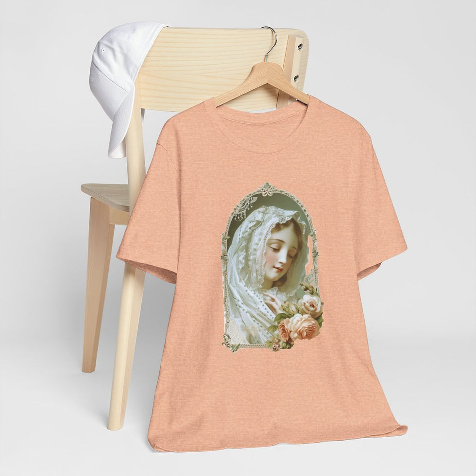 Thumbnail: Shabby Religious T-Shirt Virgin Mary Art Tee Thoughtful Catholic Gifts of Faith