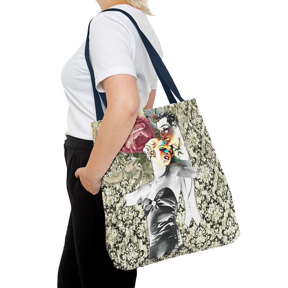 Thumbnail: Glamourous Art Deco Tote Bag Vintage Couple Dancing French Style Elegy of Love