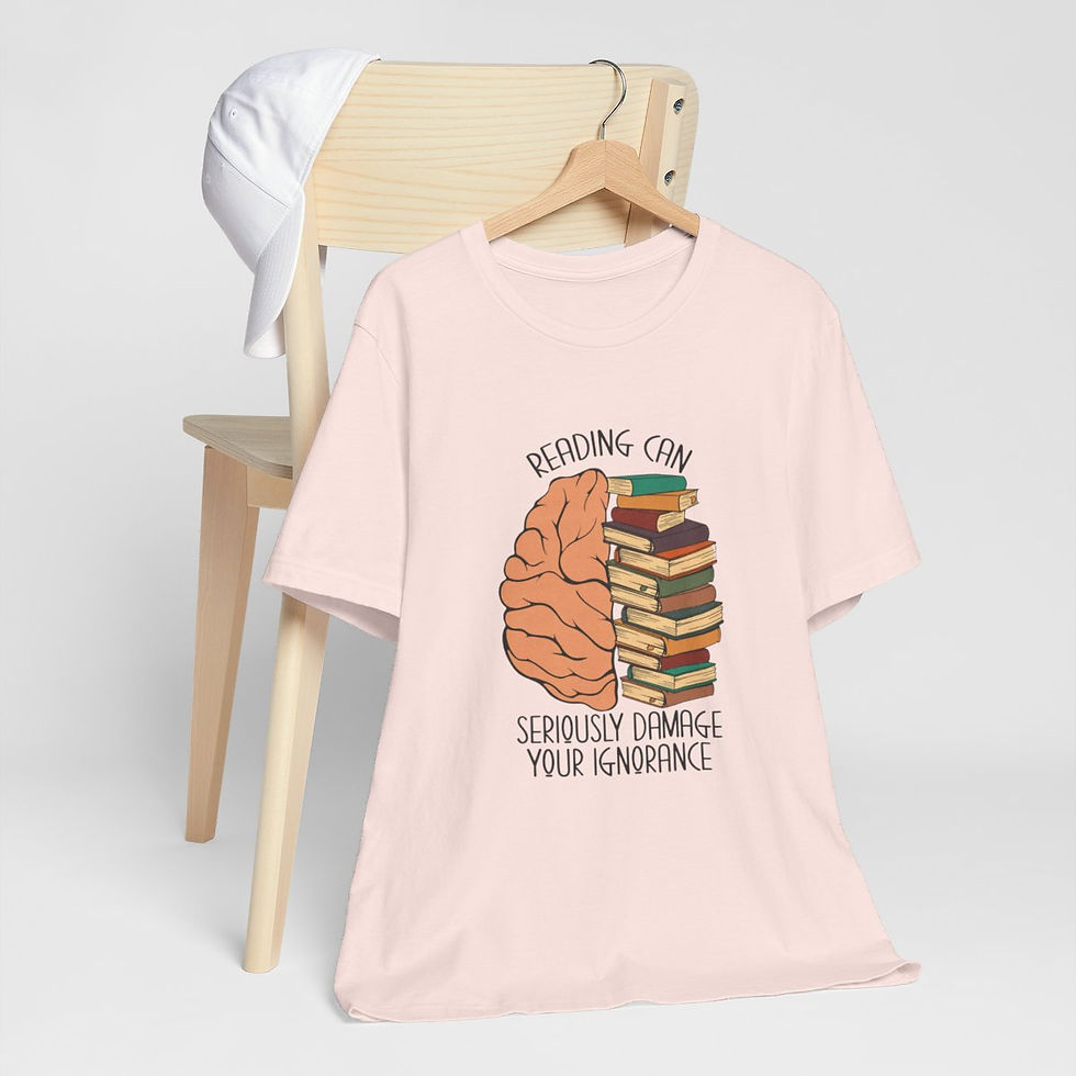 Thumbnail: Book T-Shirt Reading can Damage Your Ignorance Expressive Art Apparel Fun Gifts