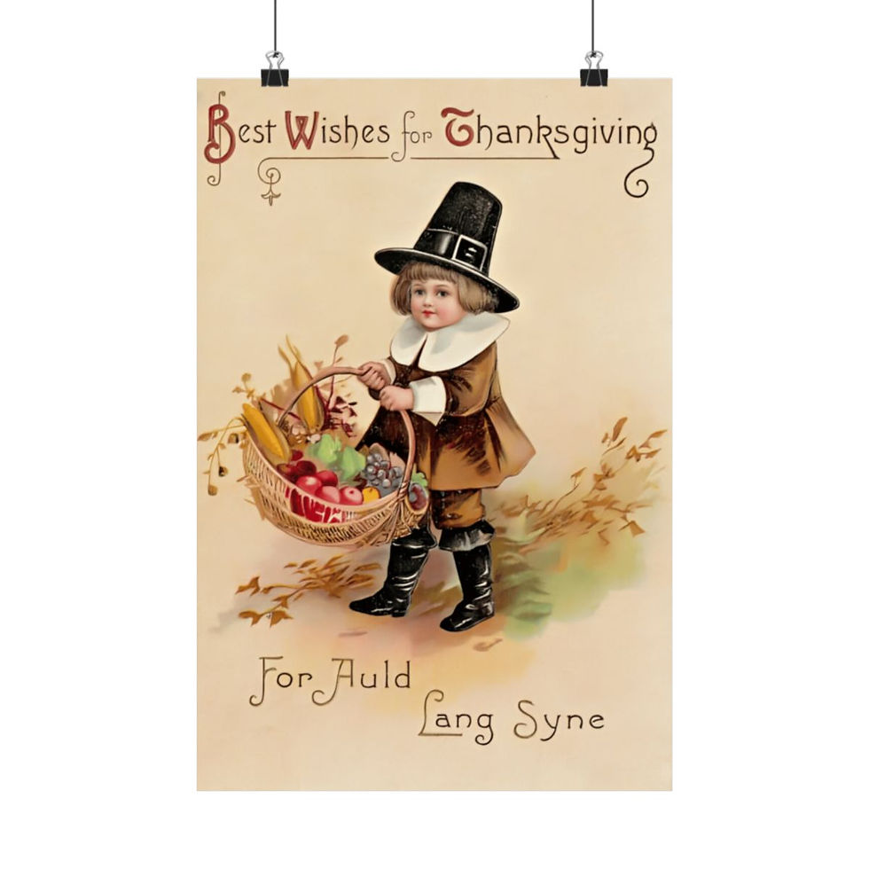 Vintage Autumn Fall Harvest Art Print Thanksgiving Pilgrim Wall Decor 