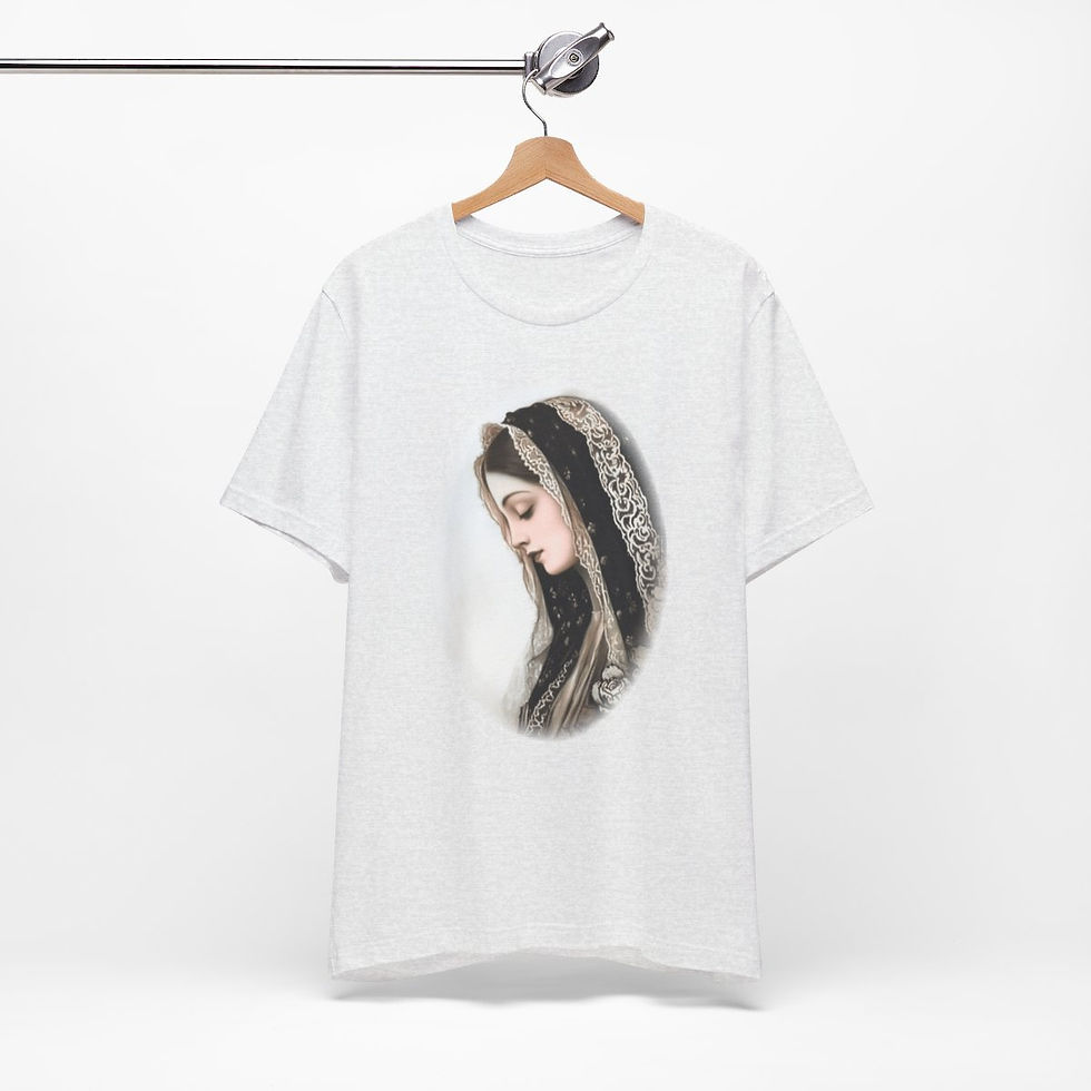 Thumbnail: Virgin Mary T-Shirt Shabby French Ave Maria Faith Art Tee Catholic Gifts