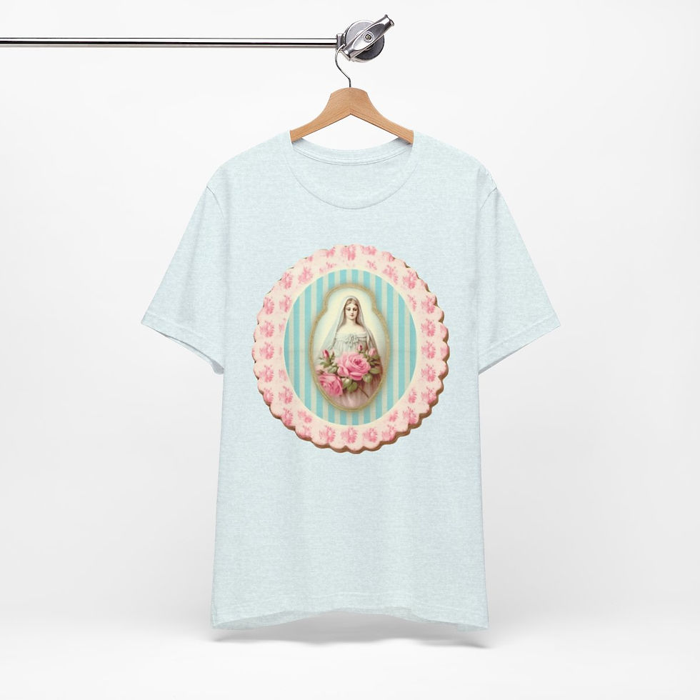 Thumbnail: Shabby Virgin Mary T-Shirt Religious Faith Pastel Art Tee Vintage Catholic Gifts