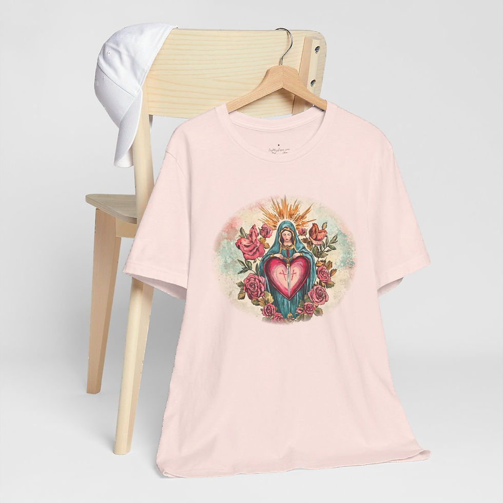 Thumbnail: Virgin Mary T-Shirt Shabby Mother Mary Immaculate Heart Catholic Art Tee