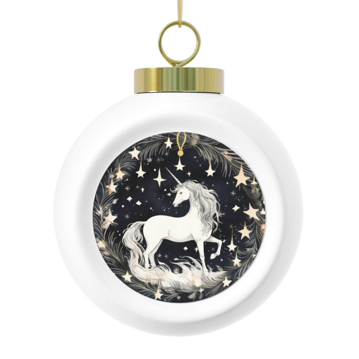 Black & White Christmas Ornament Starry Night Unicorn Art Ornament Trendy Decor