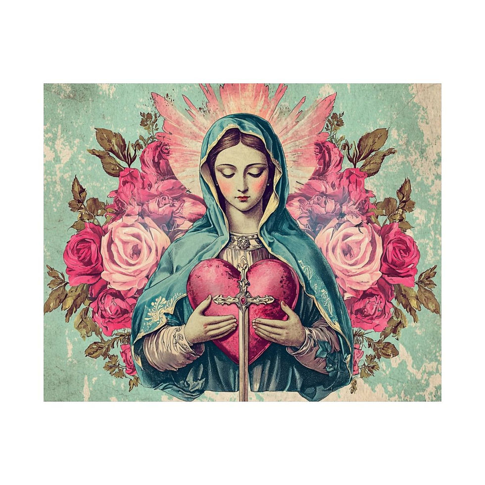 Thumbnail: Catholic Giclee Art Print Virgin Mary Immaculate Heart Shabby Mother Mary decor