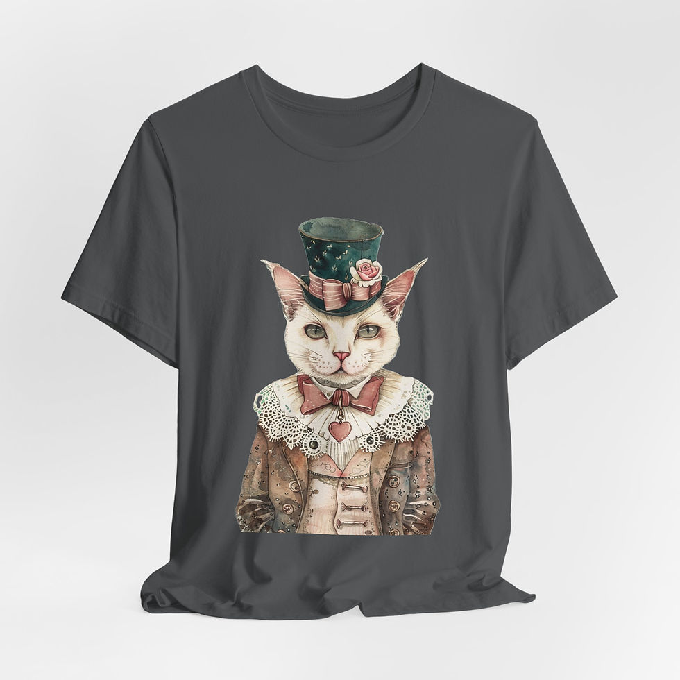 Thumbnail: Victorian Cat Art T-Shirt Shabby Male Kitty Expressive Artistic Cat Lover Gift