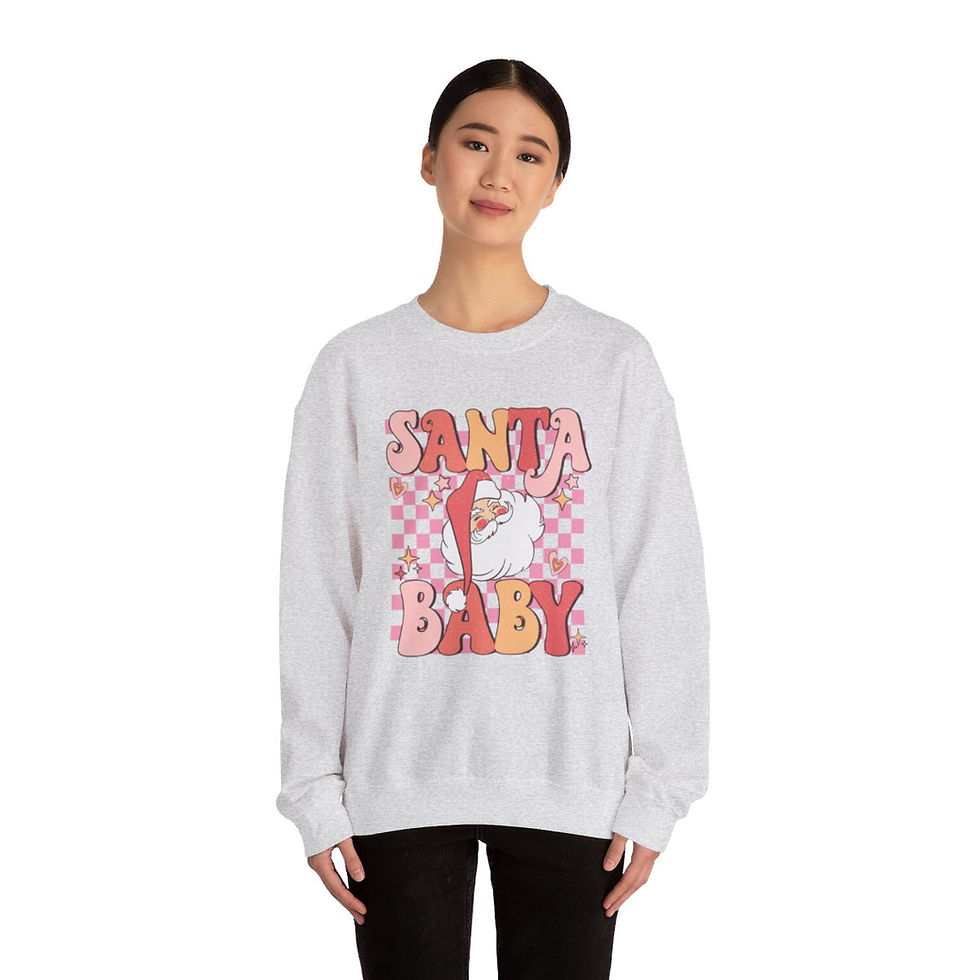 Thumbnail: Retro Christmas Sweatshirt Santa Baby Vintage style Holiday Apparel
