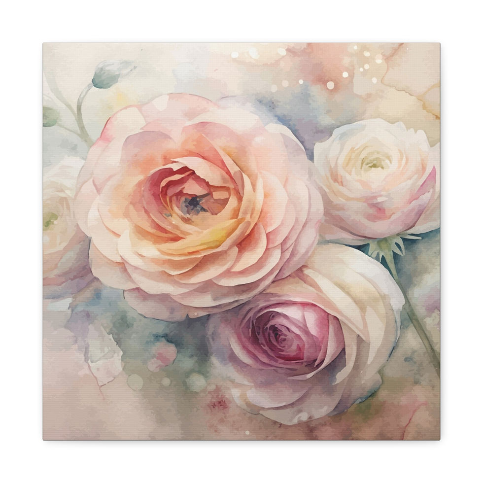 Thumbnail: Shabby Canvas Art Pastel Roses Victorian Decor Pink & Cream Wall Hanging