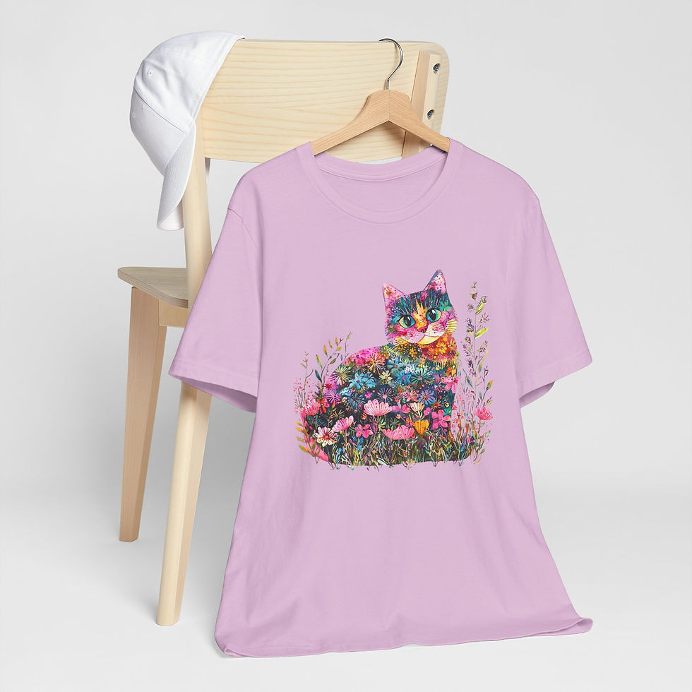Thumbnail: Artistic Cat T-Shirt Shabby Boho Kitten Art Hippie Cat Lover Gift