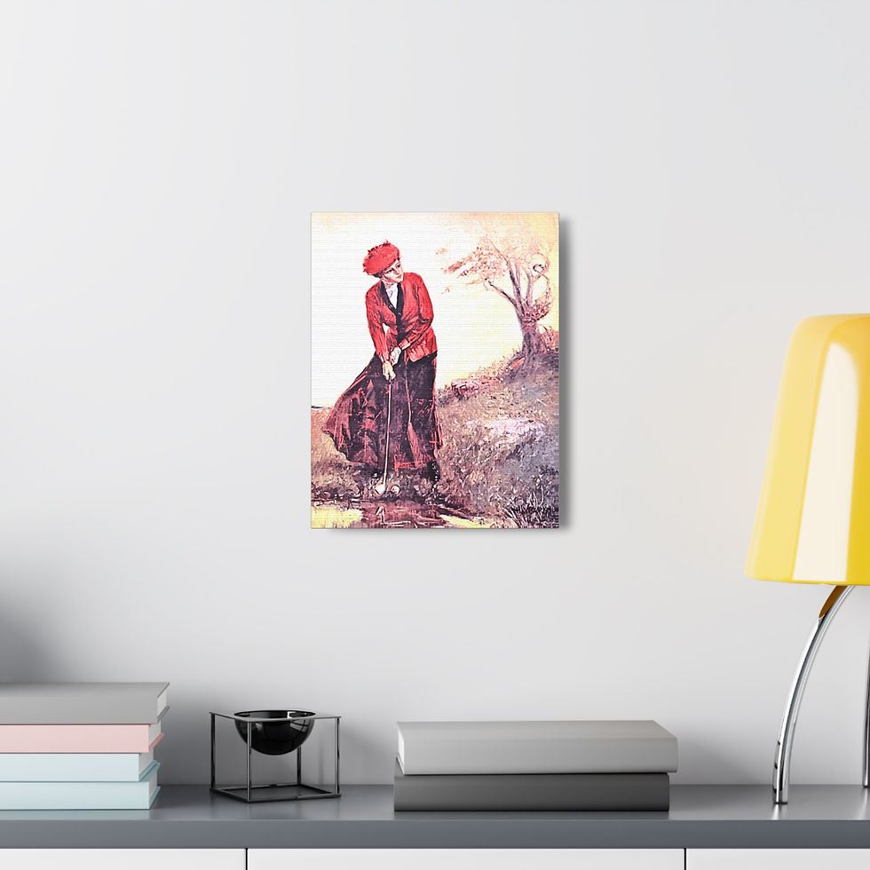 Thumbnail: Vintage Golf Canvas Art Victorian Woman Golfer Antique Golfing Wall Decor 