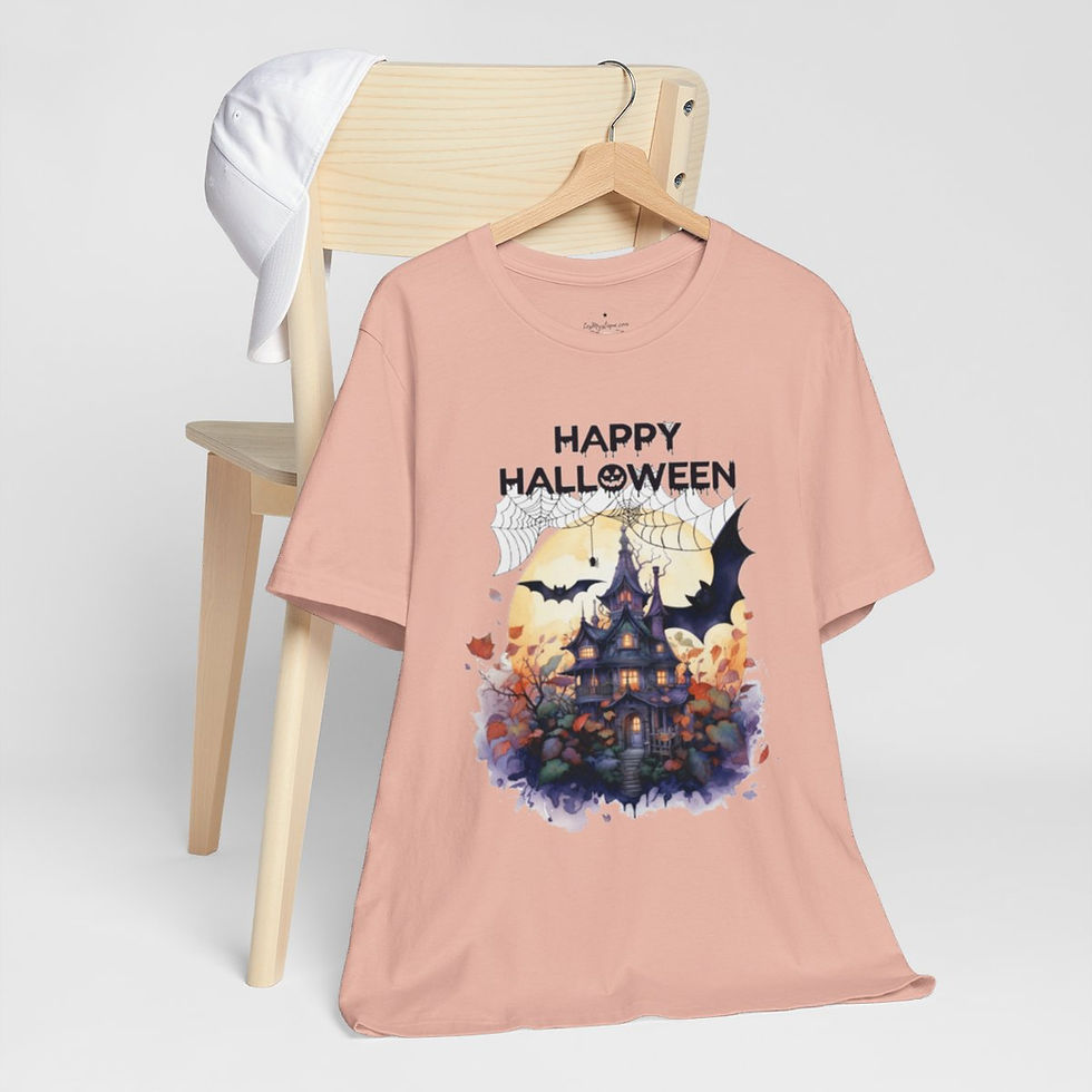 Thumbnail: Halloween T-Shirt Spooky Haunted House Art Fall Apparel Trendy Gift