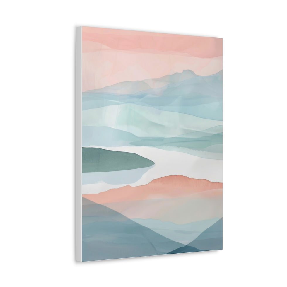 Thumbnail: Abstract Sunset Canvas Art Wall Hanging Minimalistic Pastel Watercolor Decor