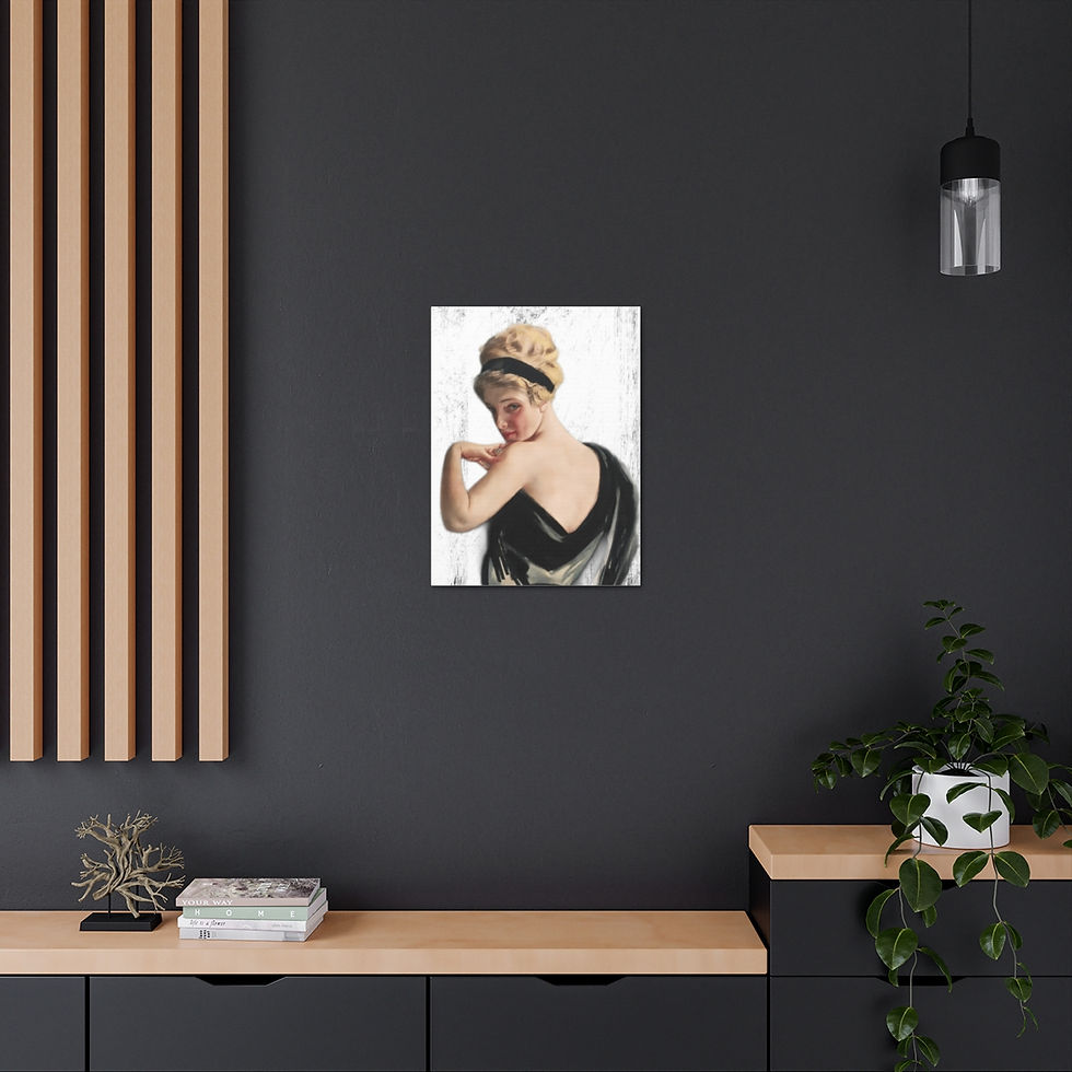 Thumbnail: Vintage Canvas Art Print Harrison Fisher Elegant Woman Black & White Home Decor 