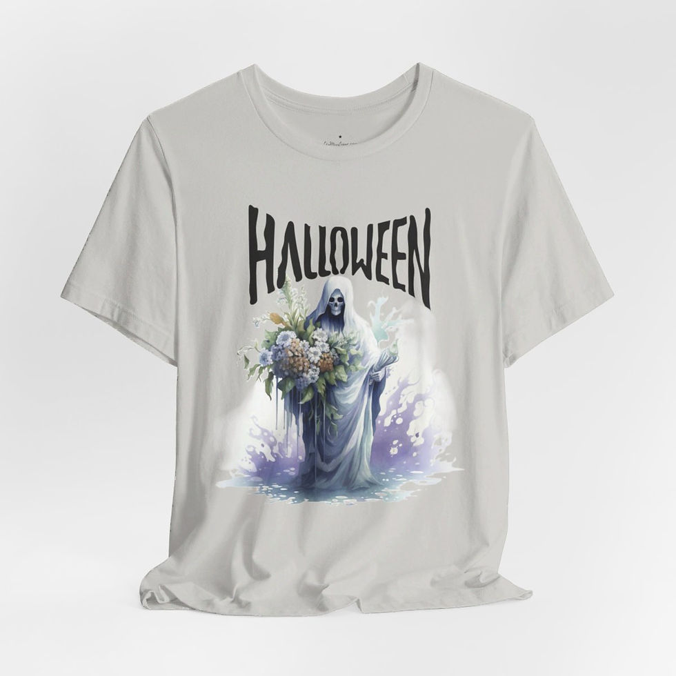 Thumbnail: Creepy Halloween T-Shirt Spooky Zombie Reaper Skeleton Art Tee Trendy Apparel