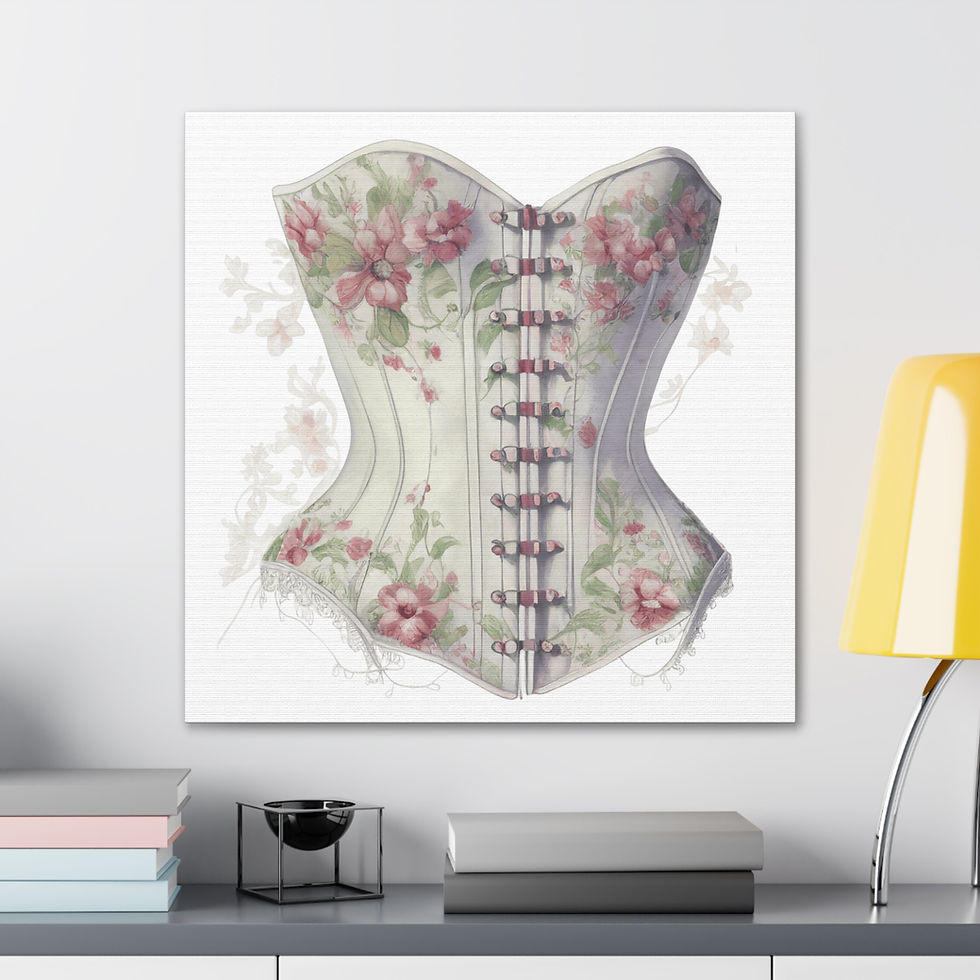 Thumbnail: Shabby Art Canvas Print Victorian Corset Pink Roses Cottage Bed & Bathroom Decor