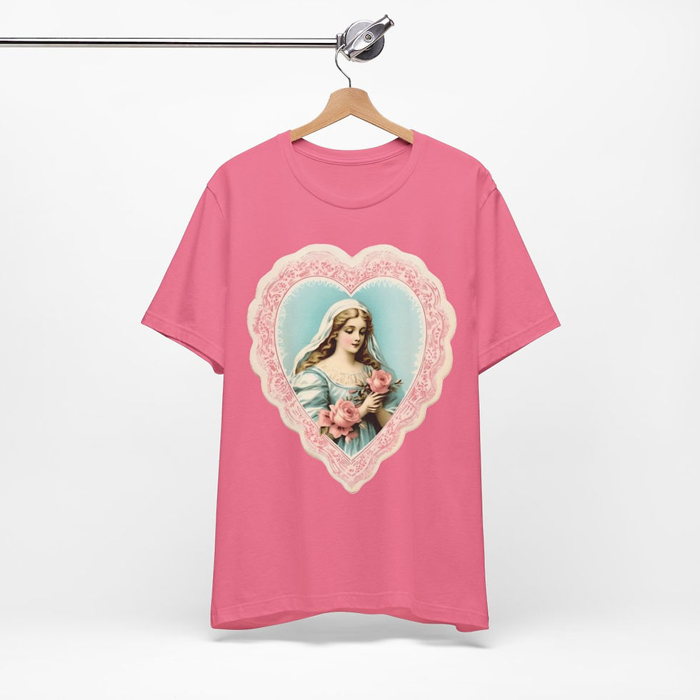 Thumbnail: Shabby Virgin Mary T-Shirt Religious Faith Pastel Art Tee Vintage Catholic Gifts