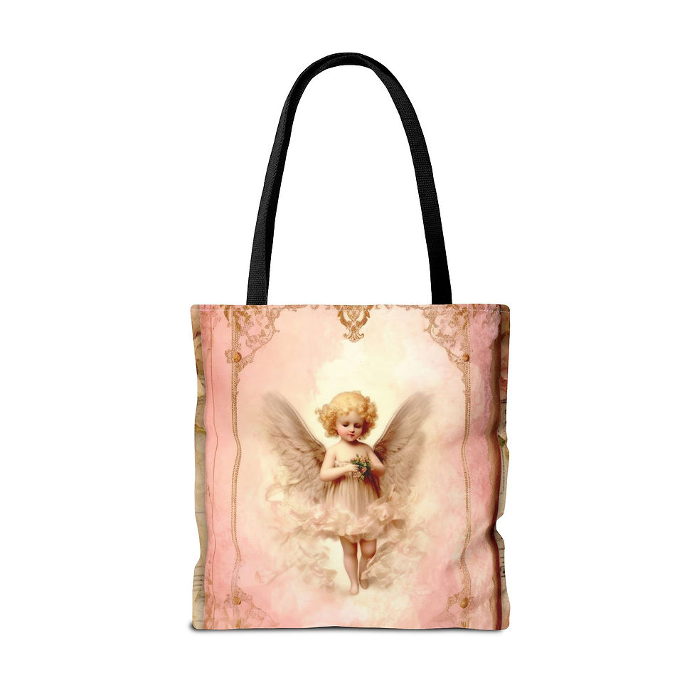 Thumbnail: Angelic Cherub Tote Bag Shabby Victorian Pink Roses Angel Lover Artistic Gifts
