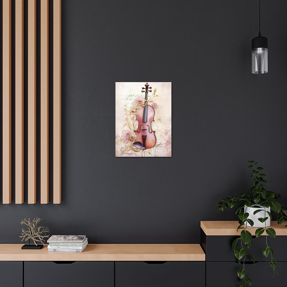 Thumbnail: Shabby Roses Violin Canvas Art Music Theme Art Print Musical Instruments Decor 