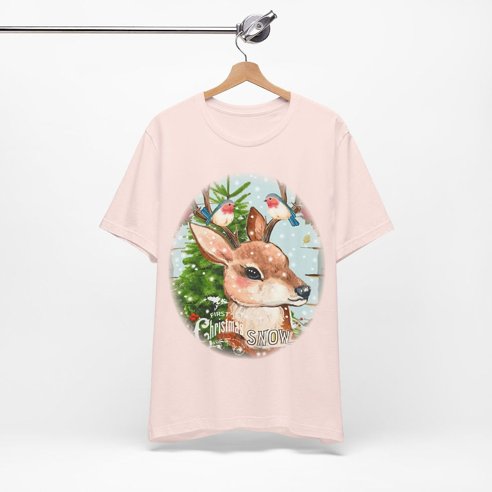 Thumbnail: Retro Reindeer Christmas T-Shirt Vintage Art Apparel Artistic Holiday Gifts