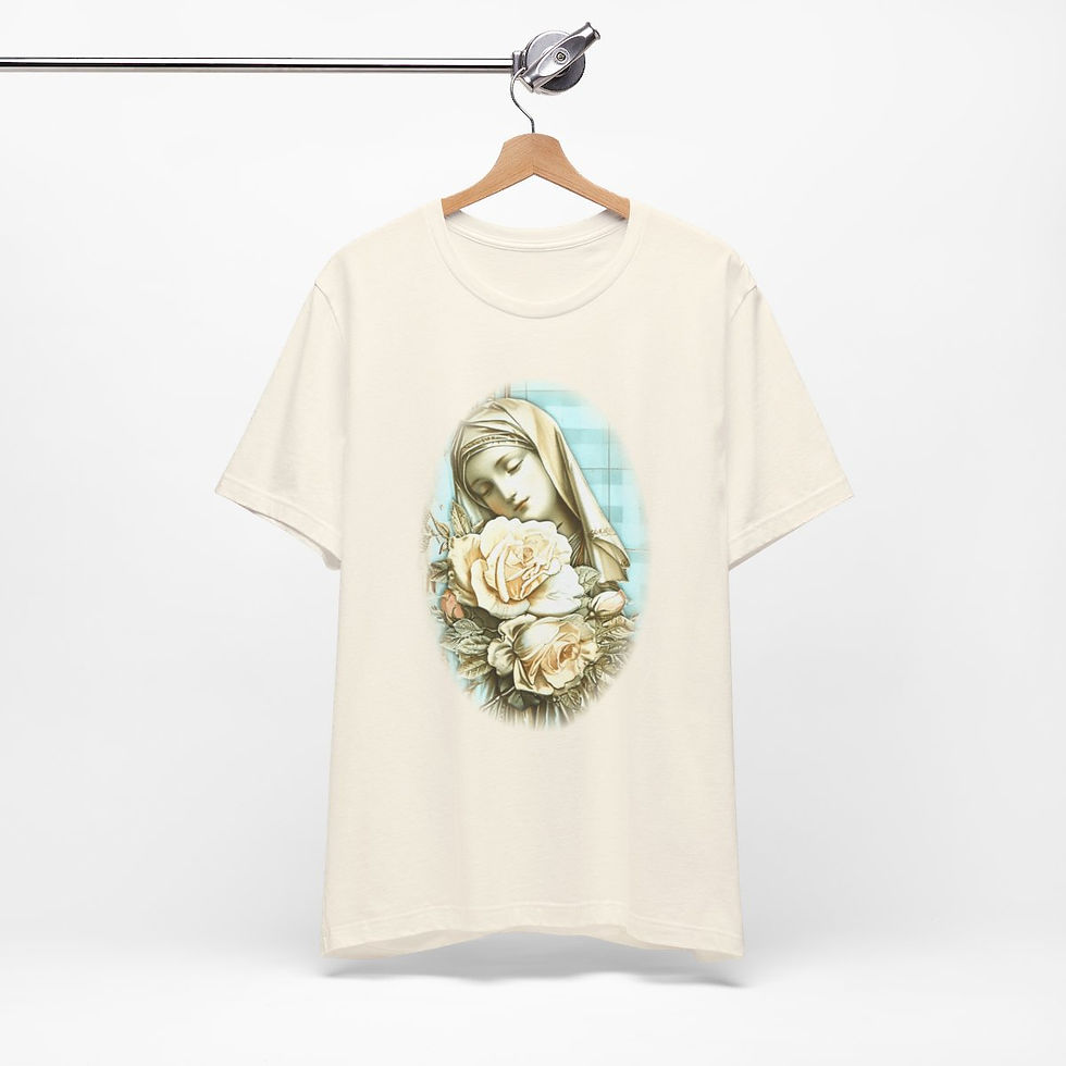 Thumbnail: Shabby Virgin Mary T-Shirt Ave Maria Religious Faith Art Tee Catholic Gifts