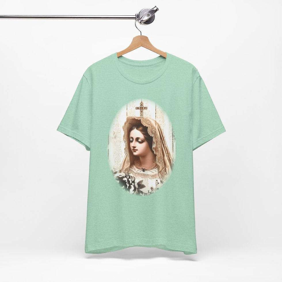 Thumbnail: Virgin Mary T-Shirt Shabby French Ave Maria Faith Art Tee Catholic Gifts