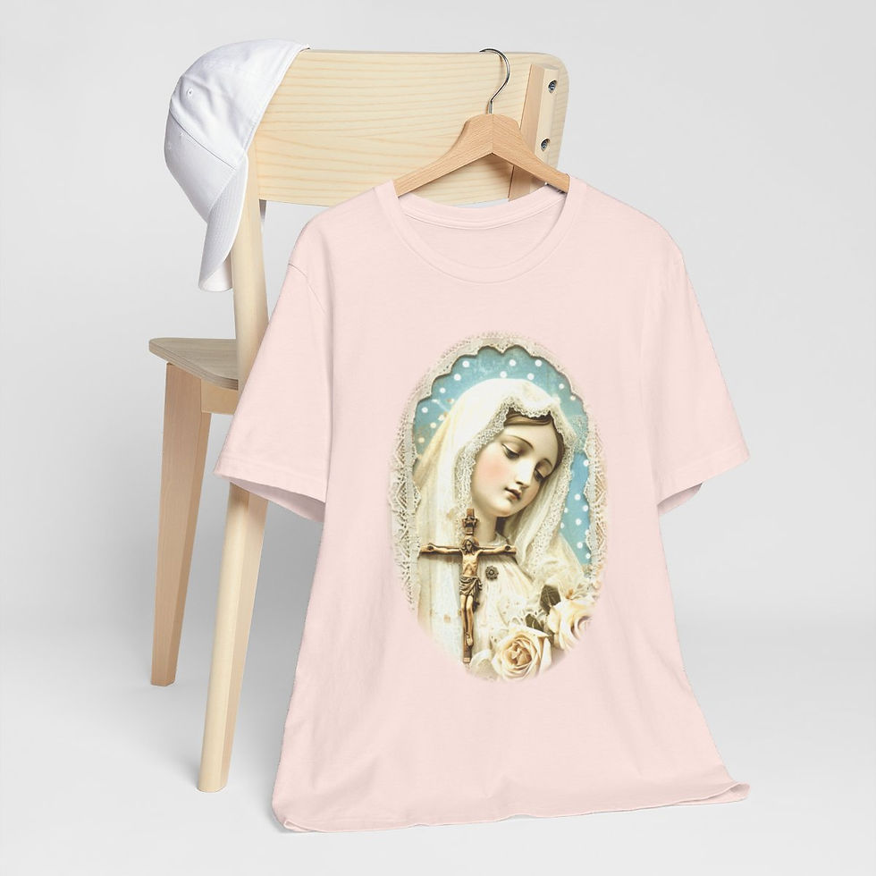 Thumbnail: Shabby Virgin Mary T-Shirt Ave Maria Religious Faith Art Tee Catholic Gifts