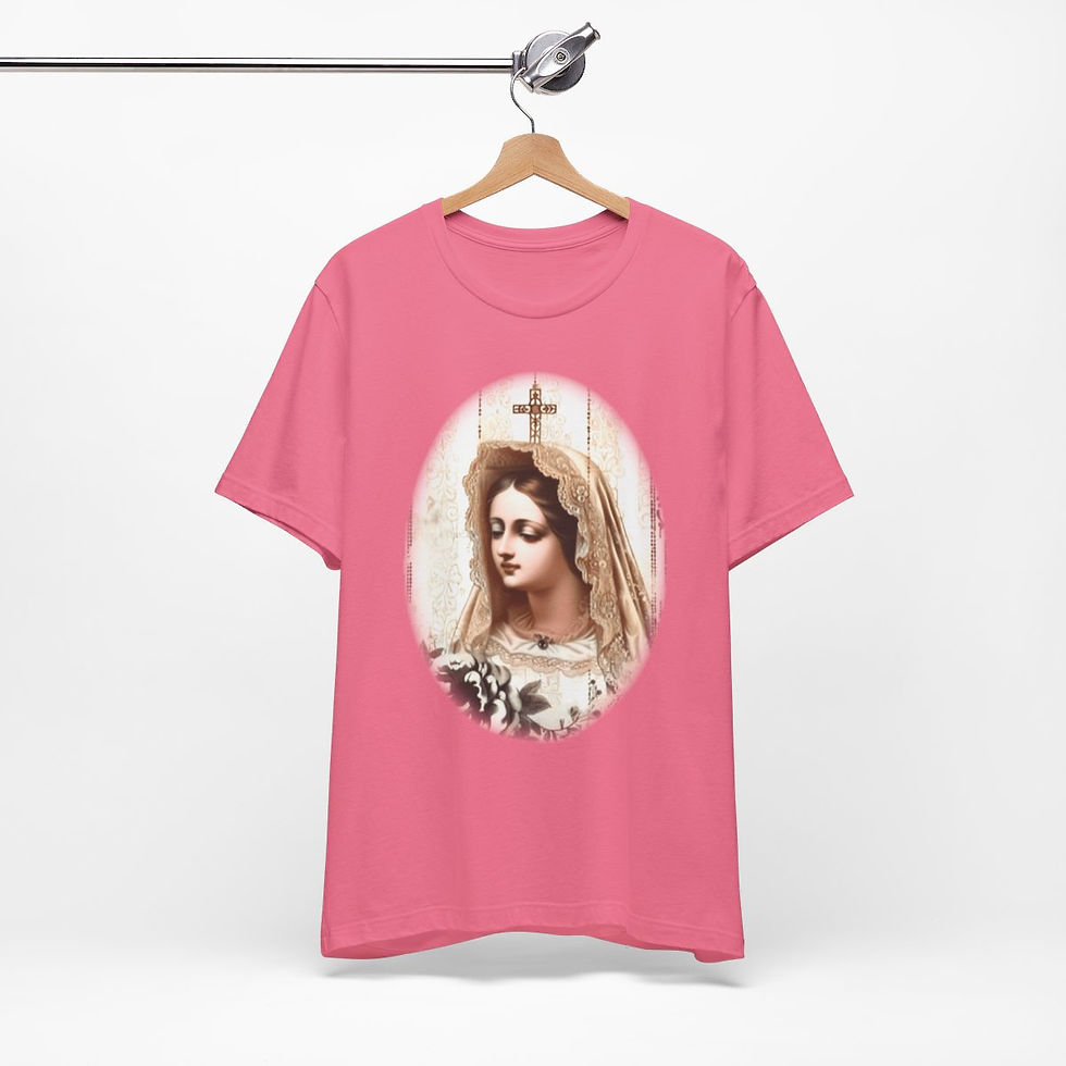 Thumbnail: Virgin Mary T-Shirt Shabby French Ave Maria Faith Art Tee Catholic Gifts