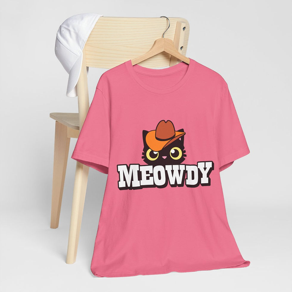 Thumbnail: Sarcastic T-Shirt Meowdy Cowboy Cat Art Tee Expressive Fun Unique Gifts