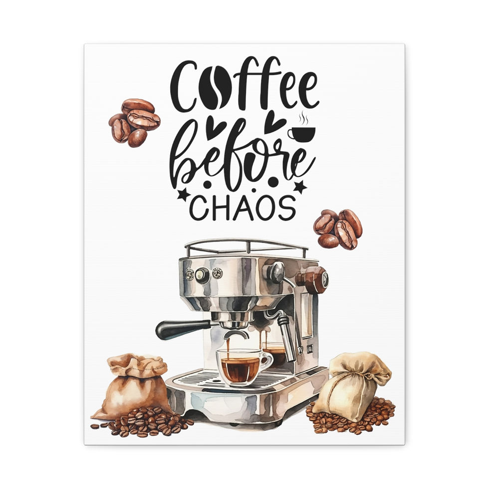 Thumbnail: Kitchen Decor Coffee Before Chaos Art Canvas Wall Hanging Kitchen Artwork