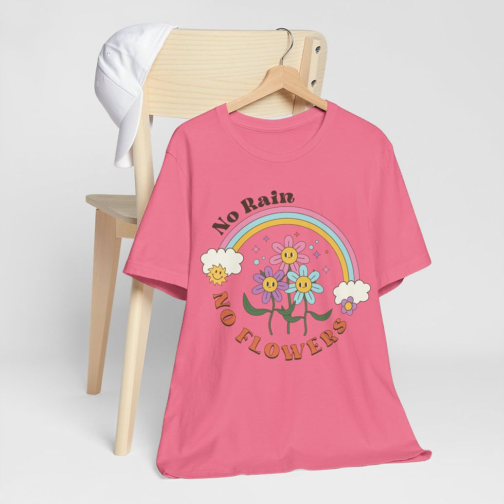 Thumbnail: Spiritual Art T-Shirt Motivational Gifts No Rain No Flowers Retro Apparel