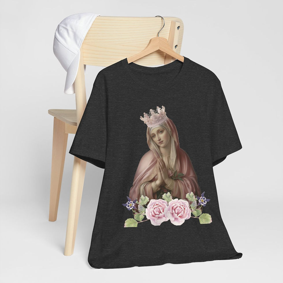 Thumbnail: Crowned Virgin Mary T-Shirt Religious Faith Art Tee Ave Maria Catholic Gifts