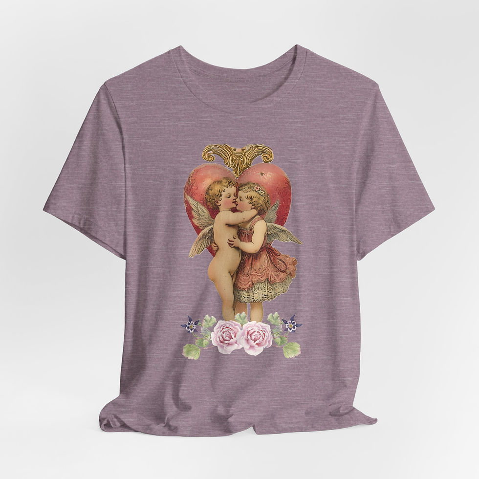 Thumbnail: Kissing Cherubs T-Shirt Shabby Cupid Pink Roses Artistic Gift Valentines Day Tee