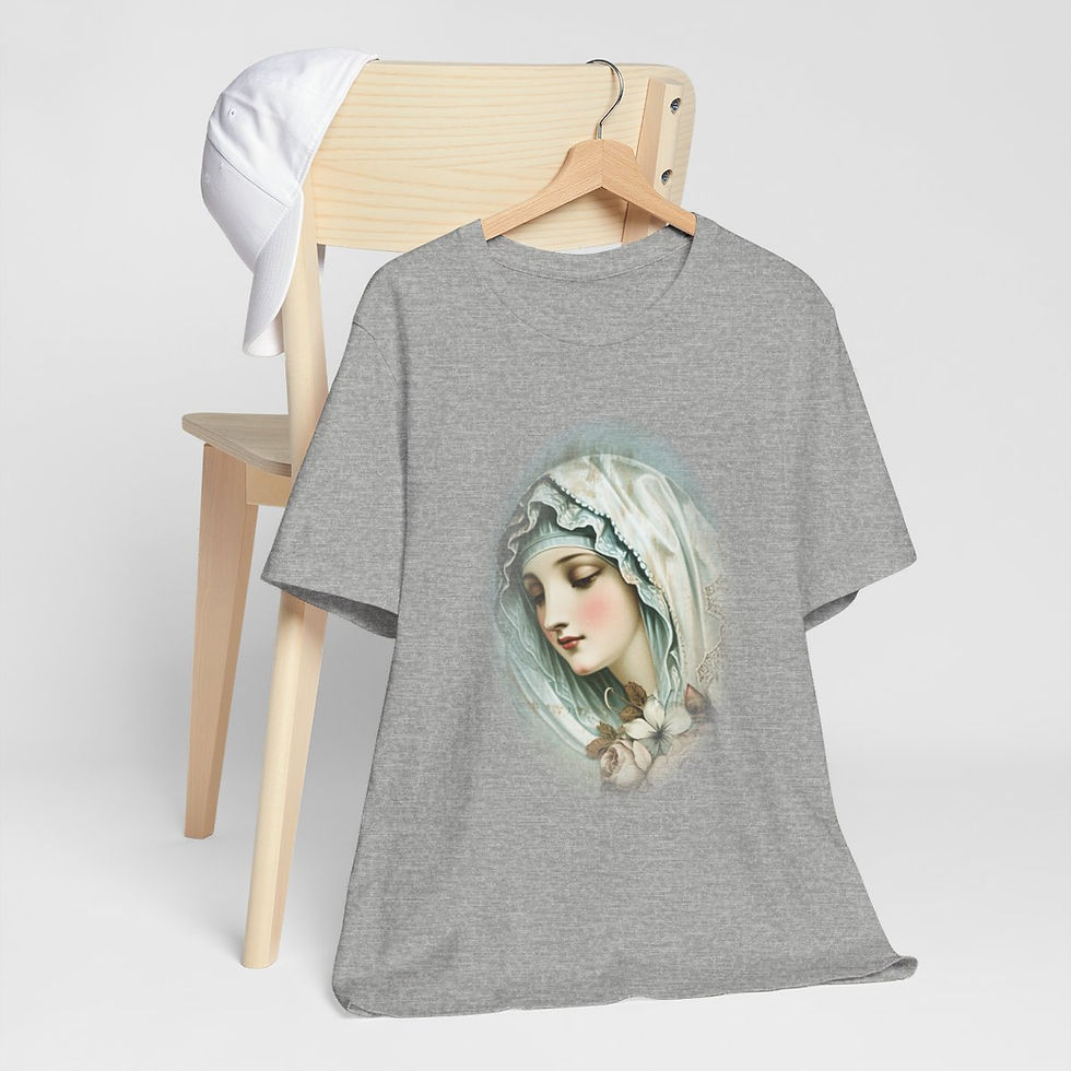 Thumbnail: Shabby Virgin Mary T-Shirt Religious Faith Art Tee Ave Maria Catholic Gifts