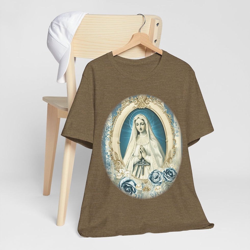 Thumbnail: Shabby Virgin Mary T-Shirt Ave Maria Religious Faith Art Tee Catholic Gifts