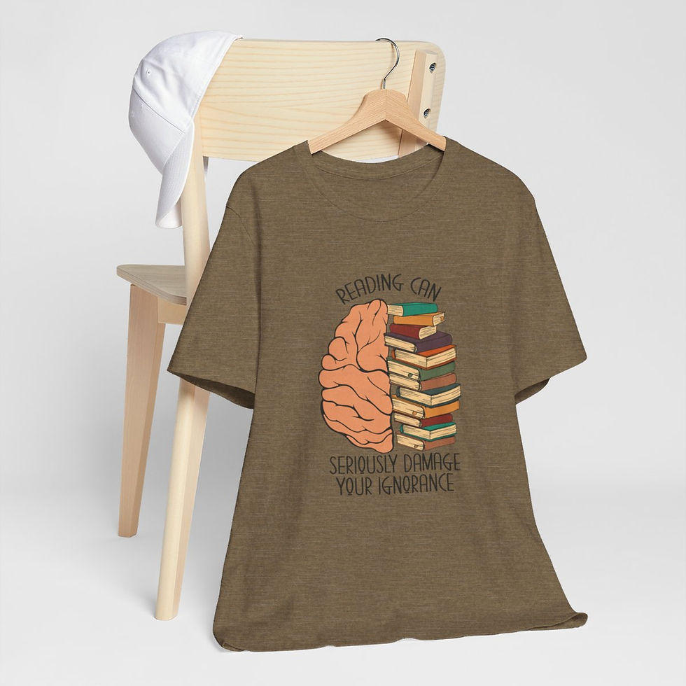 Thumbnail: Book T-Shirt Reading can Damage Your Ignorance Expressive Art Apparel Fun Gifts