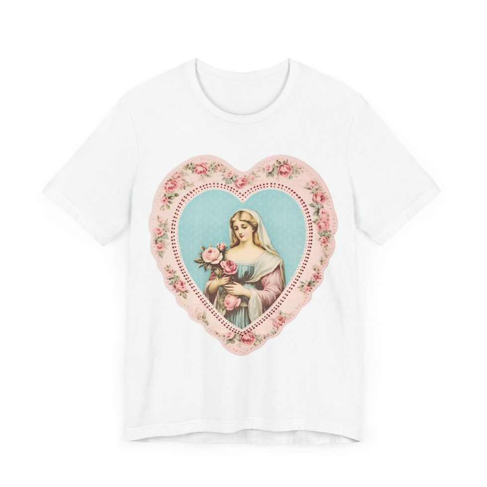 Thumbnail: Shabby Virgin Mary T-Shirt Religious Faith Pastel Art Tee Vintage Catholic Gifts
